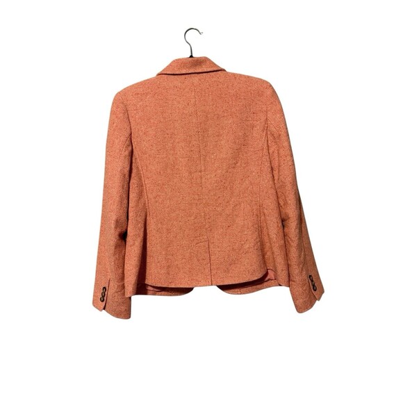 LL Bean Herringbone Tweed Blazer Size M Pink Wool Silk Office Professional - Picture 3 of 5